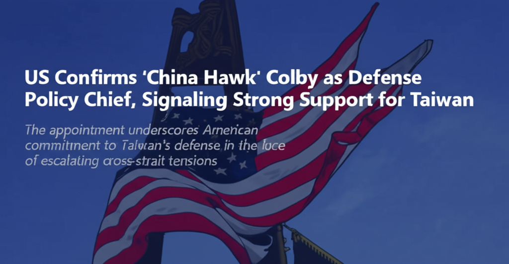 US Confirms 'China Hawk' Colby as Defense Policy Chief, Signaling Strong Support for Taiwan