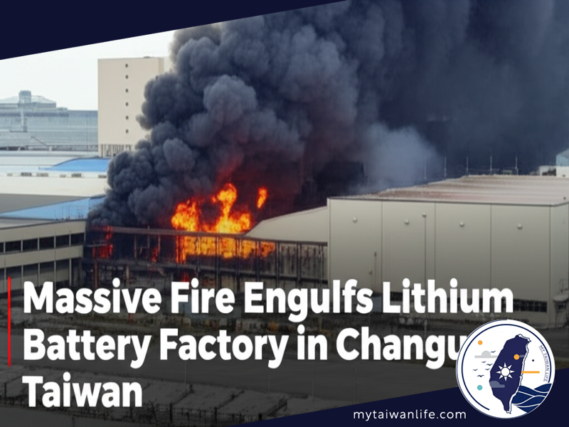 Massive Fire Engulfs Lithium Battery Factory in Changhua, Taiwan
