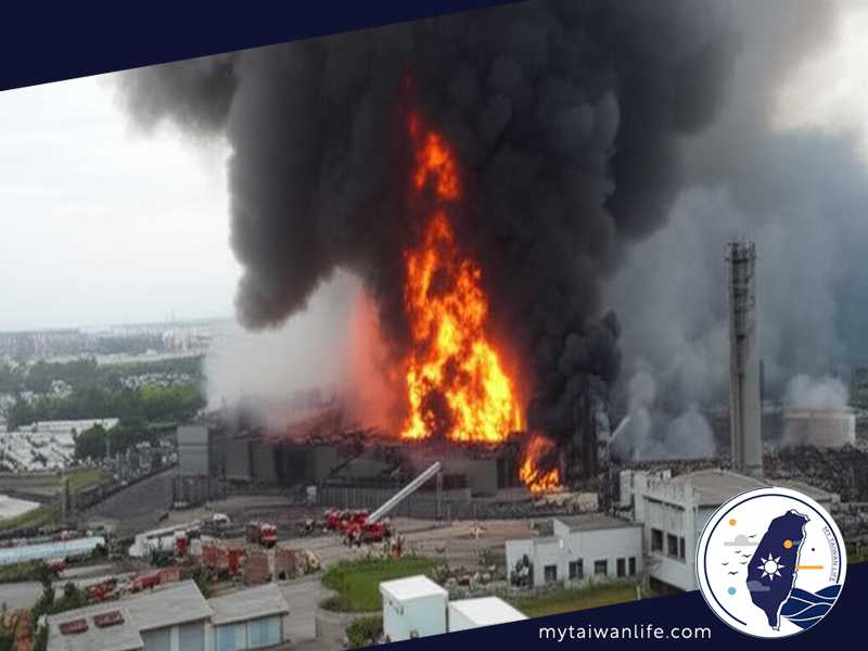 Massive Fire Engulfs Recycling Plant in Taoyuan, Taiwan