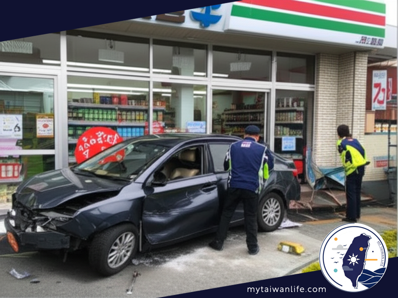 Car Crash in Nantou: Vehicle Plunges into Convenience Store After Brake Failure